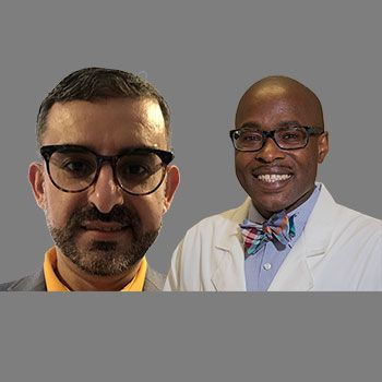 Drs. Diab and Campbell posing for portraits